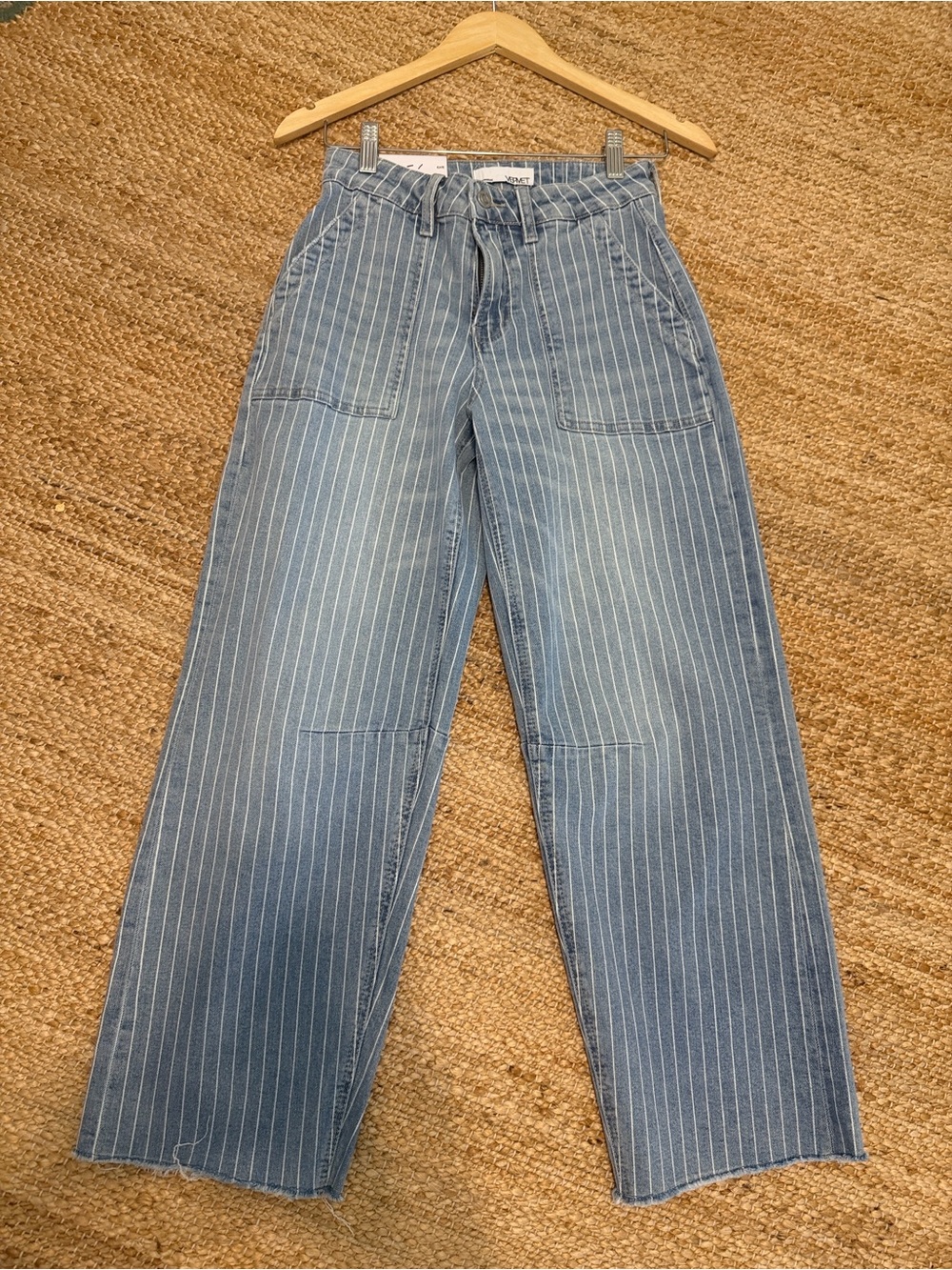 VERVET BY FLYING MONKEY Blue Pinstripe Relaxed Wide-Leg Jeans